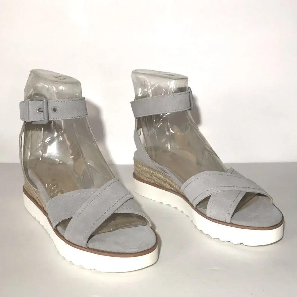 Marc Fisher Jovana Suede Leather Cross Strap Wedge